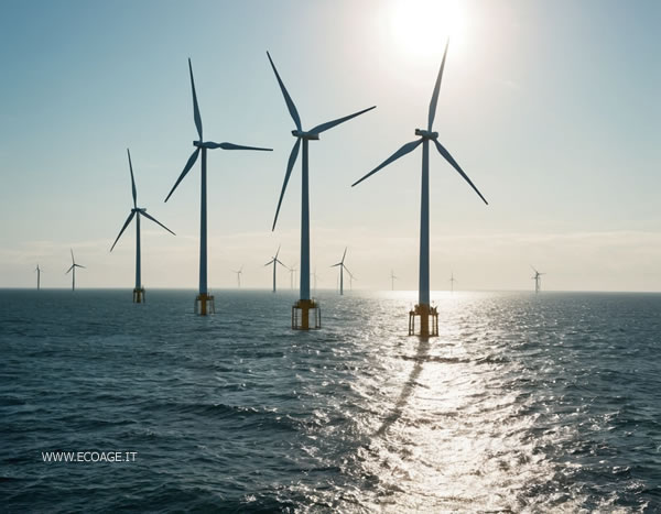 un impianto eolico offshore è realizzato sul mare