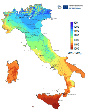 mappa solare Italia