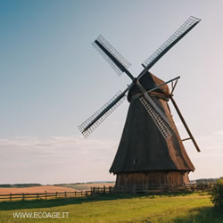 il mulino a vento in un campo di grano